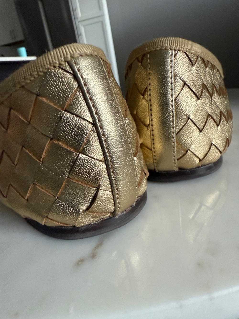 Loeffler Randall Leonie Gold Woven Ballet Flat Size 8.5 - Picture 6 of 11